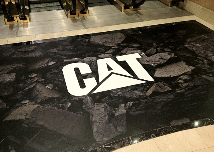 Cat logo in marble floor at Caesar's palace